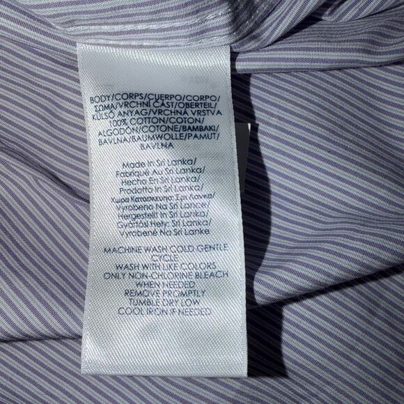 Chaps Women’s No Iron Button-Down Shirt – Light Lavender & White Stripe Size XL - Picture 5 of 6